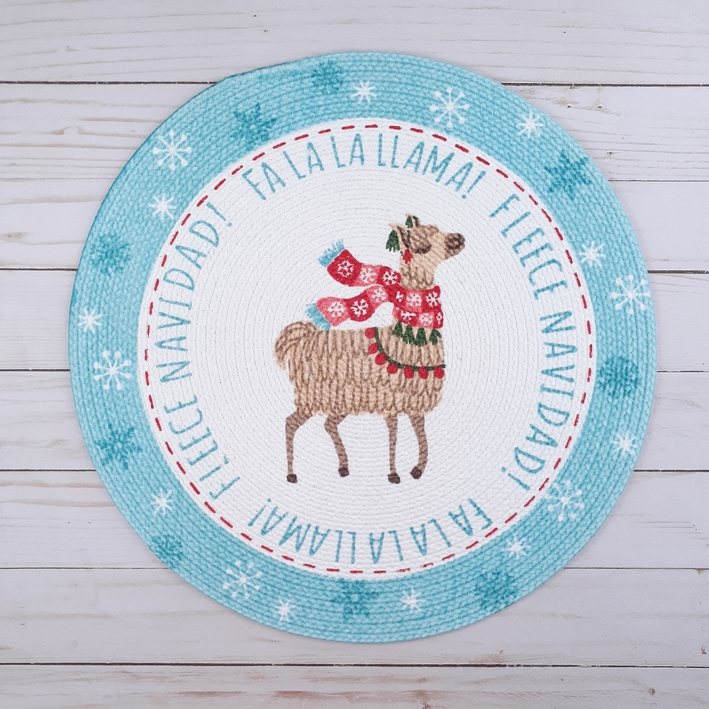 Braided Placemat Centerpiece Holiday Llama